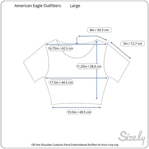 American Eagle Cutwork Floral Embroidered Ruffled Off The Shoulder Crop Top LG - Picture 10 of 10